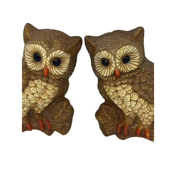 VTG HOMCO Owl Wall Plaques – Set of 2, Foam Brown & Cream, MCM Retro 5"x7" - Picture 2 of 10